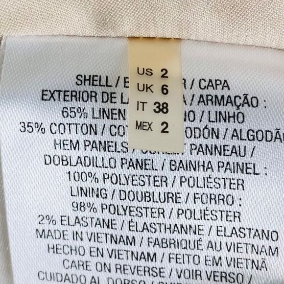 Tahari Sz 2 Small Dress LINEN Beige Ivory Slvss. V-Neck Coastal Chic - Picture 4 of 4